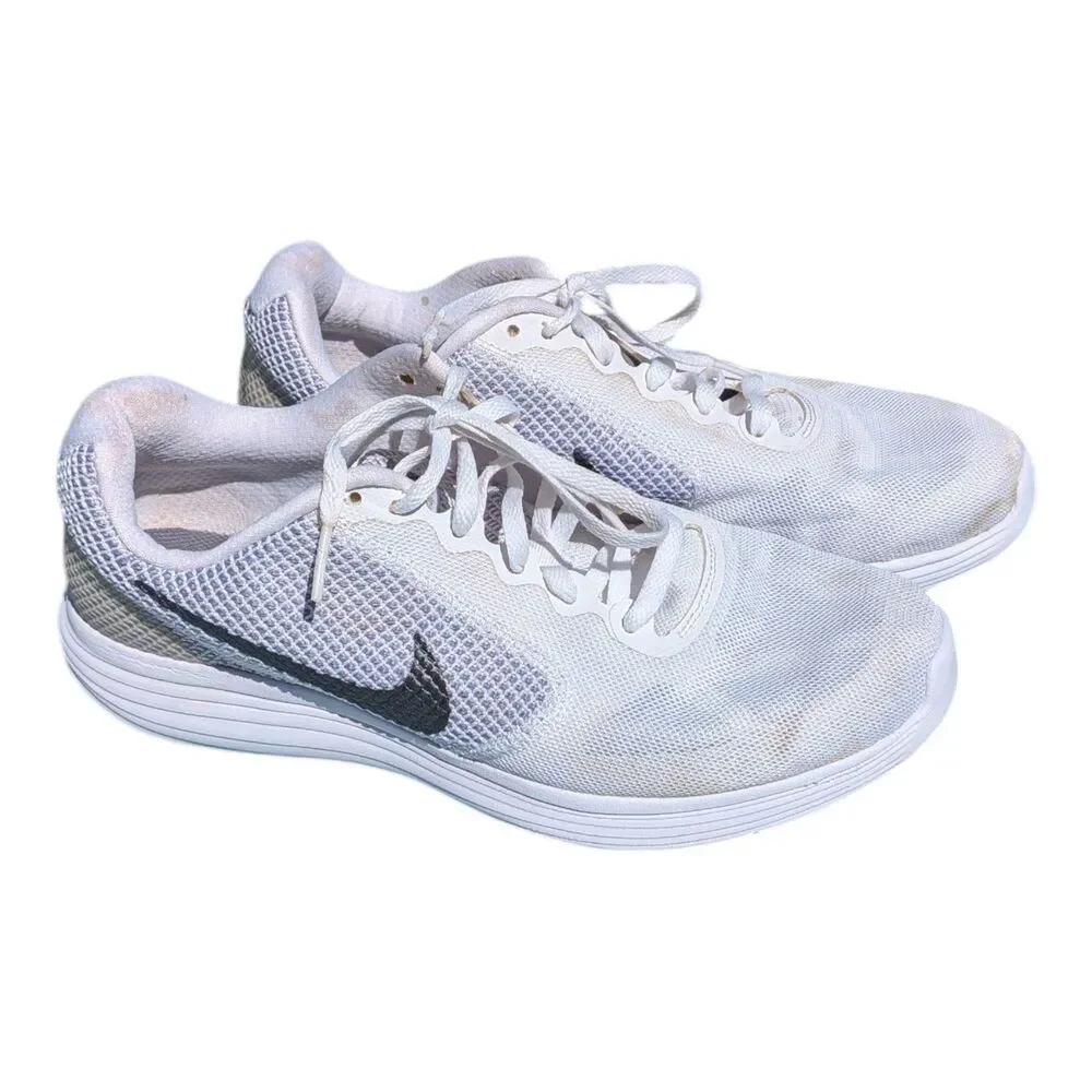 Nike Revolution 3 Women's Running Shoes White Mesh Athletic Sneakers Size 10